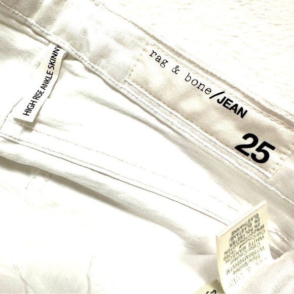 NWT $225 Rag & Bone High Rise Ankle Skinny Jeans White 25 - Picture 13 of 14